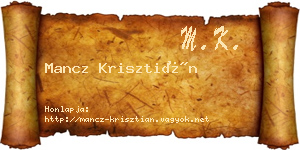 Mancz Krisztián névjegykártya